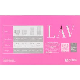 LAV Set 6 Vasos con Asa 270 cc Modelo Helen Medidas 10x7.3x10 cm (8 Cajas)