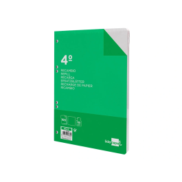 Liderpapel Recambio Cuarto 100 Hojas 60gr Liso 6 Taladros