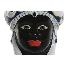 DKD Home Decor Macetero Sicilia 2024 Blanco Negro Porcelana Cabeza Siciliana 12 x 20 x 12 cm (2 Unidades)