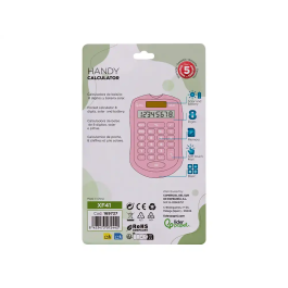 Liderpapel xf41 Calculadora de Bolsillo 8 Dígitos Solar y Pilas Color Rosa