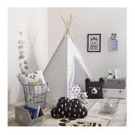 Atmosphera Tipi infantil gris de poliéster 160x120x120cm con funda de almacenaje