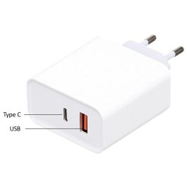 Be Mix Adaptador Enchufe USB Tipo C High Tech Carga Ultra Rápida Doble Puerto 9x3x5.5 cm