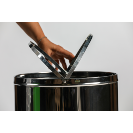 PROBBAX - OD-6140-SSSTL - Papelera de cúpula abierta - 38 cm de Ø x 74 cm de alto - 40 L - Acero inoxidable satinado