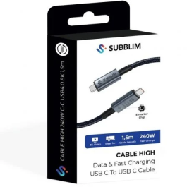 Subblim Cable USB 4.0 Tipo-C Macho - USB Tipo-C Macho 240W 40Gbps 8K 1.5m Negro SUBCAB-C24010