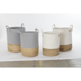 Cesta Boho DKD Home Decor Gris Claro Blanco 40 x 52 x 40 cm Set de 2 (2 Unidades)