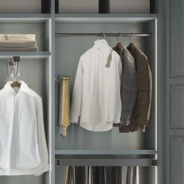 Emuca Lote de 2 barras para armario redonda D.28mm de longitud 1.15m con soportes, Aluminio y Zamak, Titanio