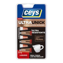 Ceys Adhesivo instantáneo Ultraunick 3 x 1g - Sin olor, no irritante, pega todos los materiales