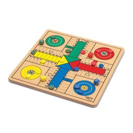 Juego parchis 4 y oca de madera en caja de metal 25,5x25,5 cm Juego parchis 4 y oca de madera en caja de metal 25,5x25,5 cm