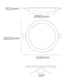 Edm Downlight LED Empotrable Redondo 18W 1820 lm 3CCT Marco Blanco Ø22,3 cm