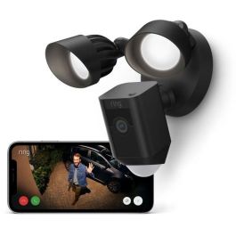 Ring Floodlight Cam Wired Plus - Cámara de seguridad para exteriores con proyectores LED ultra brillantes y sirena antirrobo integrada - Negro