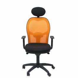PIQUERAS Y CRESPO Silla Jorquera malla naranja asiento bali negro con cabecero fijo PIQUERAS Y CRESPO Silla Jorquera malla naranja asiento bali negro con cabecero fijo