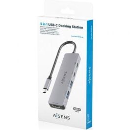 Aisens ASUC-5P028-GR Docking USB-C 5 en 1: HDMI 4K, 2xUSB-A, 2xUSB-C (PD 100W), Gris para Portátiles