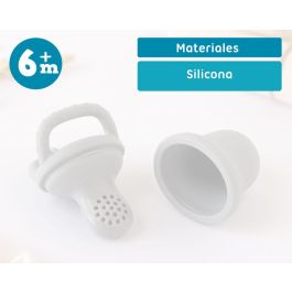 KioKids Alimentador Bebé Silicona para Introducción Alimentos Sólidos Frutas Verduras Sin Peligro de Ahogamiento +6 Meses Gris