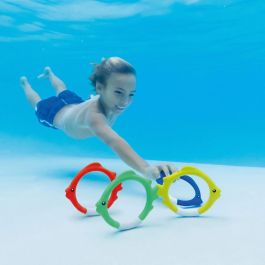 Intex 55507 Anillos de Buceo Subacuáticos con Diseño de Peces, 4 Colores. Juego de Habilidad y Destreza para Piscina Niños +3 Años