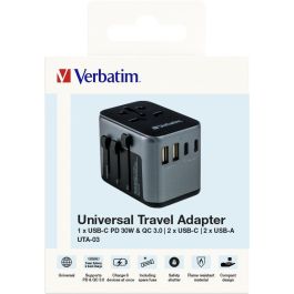 Verbatim Uta-03 Adaptador Universal De Viaje Con 1 Puerto Usb-C - 2 Puerto Usb-A - 2 Puerto Usb-C