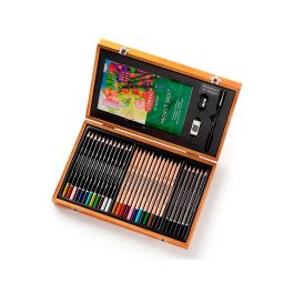 Estuche De Pintura Derwent Academy Madera Lapices De Colores 35 Piezas