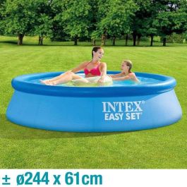 Intex Piscina Hinchable Redonda Easy Set 244x61 cm de Diámetro, 1942 Litros de Capacidad, Material PVC, Para Niños +6 Años