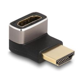DeLOCK Adaptador HDMI Macho a Hembra 90° Acodado Hacia Abajo 8K 60 Hz - Gris Metal