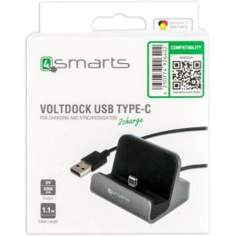 4smarts 4S462240 Base de Carga VoltDock USB-C 10W Gris para Mesa Contacto