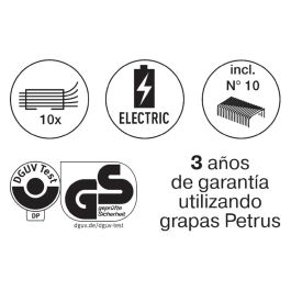 Grapadora Petrus Electrica E-310 Contactless Rojo Metalizado Capacidad 12 Hojas Usa Grapas Nº 10