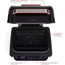 Livoo DOC305 Freidora y Grill sin Aceite Livoo x Marmiton 2 en 1 - 6 L, 1500-1700 W, 8 Programas, 4 Niveles de Calentamiento