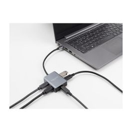 DeLOCK Concentrador USB Hub 4 Puertos USB Type-C USB 3.2 Gen 2 (10 Gbps) Plug and Play, Negro/Gris