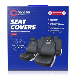 Sparco SPCS402BK Juego Fundas Asiento Coche Negro 11 Piezas 100% Poliéster