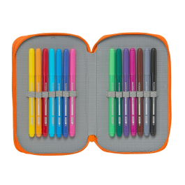 Plumier Doble Valencia Basket M854 Azul Naranja 12.5 x 19.5 x 4 cm (28 piezas)