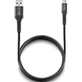 NGS KNOT-AC Cable USB 2.0 A a Tipo-C, Carga Rápida 12W, Datos 480Mbps, 1 metro, Trenzado Negro