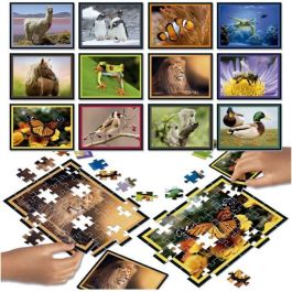 EDUCA EDU1747759505539 Puzzle Battle Jr Natura - 12 puzzles de 42 piezas con temática de naturaleza para niños +7 años