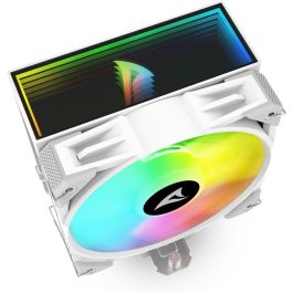 Sharkoon A40 RGB Refrigerador CPU de Aire 120mm Blanco, 4 Tubos de Calor, 220W TDP, RGB con efecto espejo, Compatibilidad total con zócalos