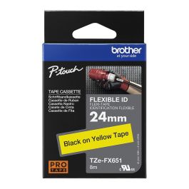 Brother TZe-FX651 Cinta de Etiquetado Negra sobre Amarilla TZ Ancho 2.4cm Largo 8m
