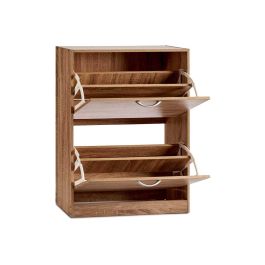 Giftdecor Zapatero de Madera Aglomerado de 2 Pisos Color Roble 60x80x24 cm para Entrada y Hogar
