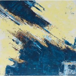 DKD Home Decor Cuadro Moderno 3.5 x 99.5 x 99.5 cm (2 Unidades) Rojo Azul Abstracto Pintado a Mano Lienzo Pino