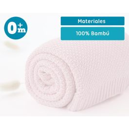KioKids Manta de Bebé 100% Bambú Rosa 80x110 cm - Suave, Termoclimática, Certificado Oeko-Tex Standard 100, para Recién Nacido (+0 meses)
