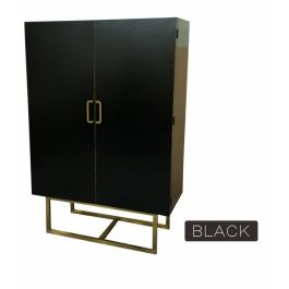 DKD Home Decor Armario Oriental Negro de Álamo y Metal Desmontable 110x50x180 cm
