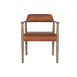 DKD Home Decor Top chairs 2c24 Sillón Horeca Urbano Fresno y Piel Marrón 57 x 74 x 59 cm (Altura asiento 46 cm)