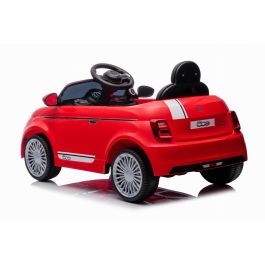 Fiat 500 Coche Eléctrico Infantil 12V Rojo con Licencia Oficial, Luces, Sonidos, USB, Suspensión y Puertas Abribles