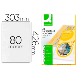 Q-connect Bolsa de plastificar 303 x 426 mm 80 mc DIN A3 Mate Caja de 100 unidades Precio: 83.89000059. SKU: B1GHBXLZET