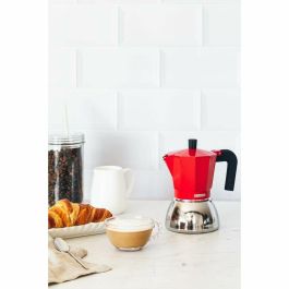 Cafetera Italiana Monix INOX RED 6T Rojo Acero Inoxidable 6 Tazas