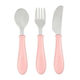 Beaba Set de 3 Cubiertos de Aprendizaje para Bebés de Acero Inoxidable Rosa Cuchara, Tenedor y Cuchillo con Formas Redondeadas Beaba Set de 3 Cubiertos de Aprendizaje para Bebés de Acero Inoxidable Rosa Cuchara, Tenedor y Cuchillo con Formas Redondeadas