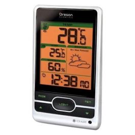 ESTACION METEOROLÓGICA OREGON BAR-206-PLATA - PANTALLA LCD RELOJ RADIO CONTROLADO - 3 CANALES WIRELESS - SENSOR REMOTO HASTA 30M ALCANCE