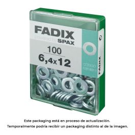 Fadix Arandela Plana de Cinc 6,4x12mm, Caja de 100 Unidades