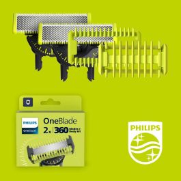 Philips OneBlade QP624/50 Cuchillas de Repuesto de Acero Inoxidable, 2 Cuchillas con Protección para la Piel