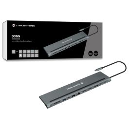 Conceptronic DONN17G Estación de Acoplamiento 12 en 1 USB-C, HDMI, DisplayPort, USB 3.2 Gen 1, hasta 4K 60Hz