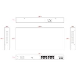 Ernitec Electra-U16-1GB-285W Conmutador PoE Gigabit no Gestionado, 16 Puertos RJ45 PoE, 2 SFP, 285W, 36Gbps