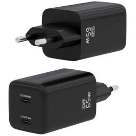 AISENS - CARGADOR GaN 65W, 2xUSB-C PD3.0 QC4.0, NEGRO