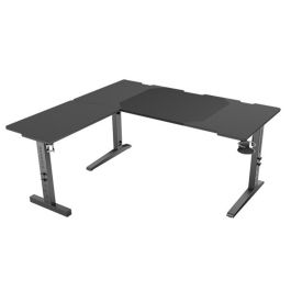 GENESIS NDS-2295 Escritorio Modular Esquinero Holm Negro, MDF y Acero, Ajustable en Altura