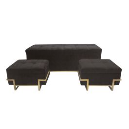 Descalzadora Glam DKD Home Decor Marron Dorado 42 x 48 x 120 cm Set de 3