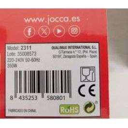 Jocca AAANN43725 Licuadora 350 W con Recipiente de Vidrio 1 L y Botella de 600 ml - Negra